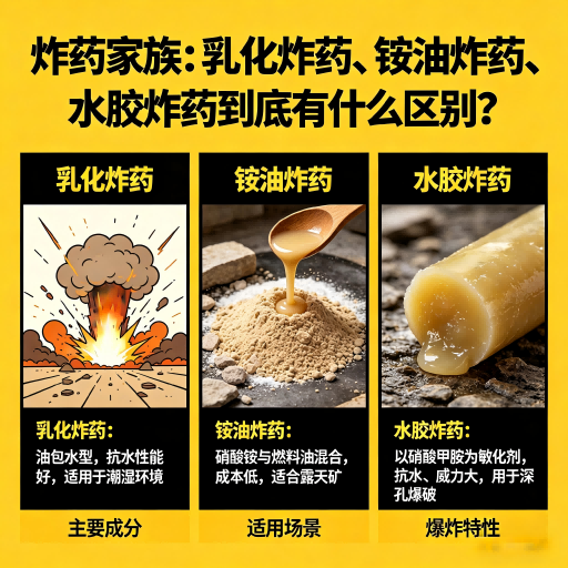 景洪炸药家族：乳化炸药、铵油炸药、水胶炸药到底有什么区别？